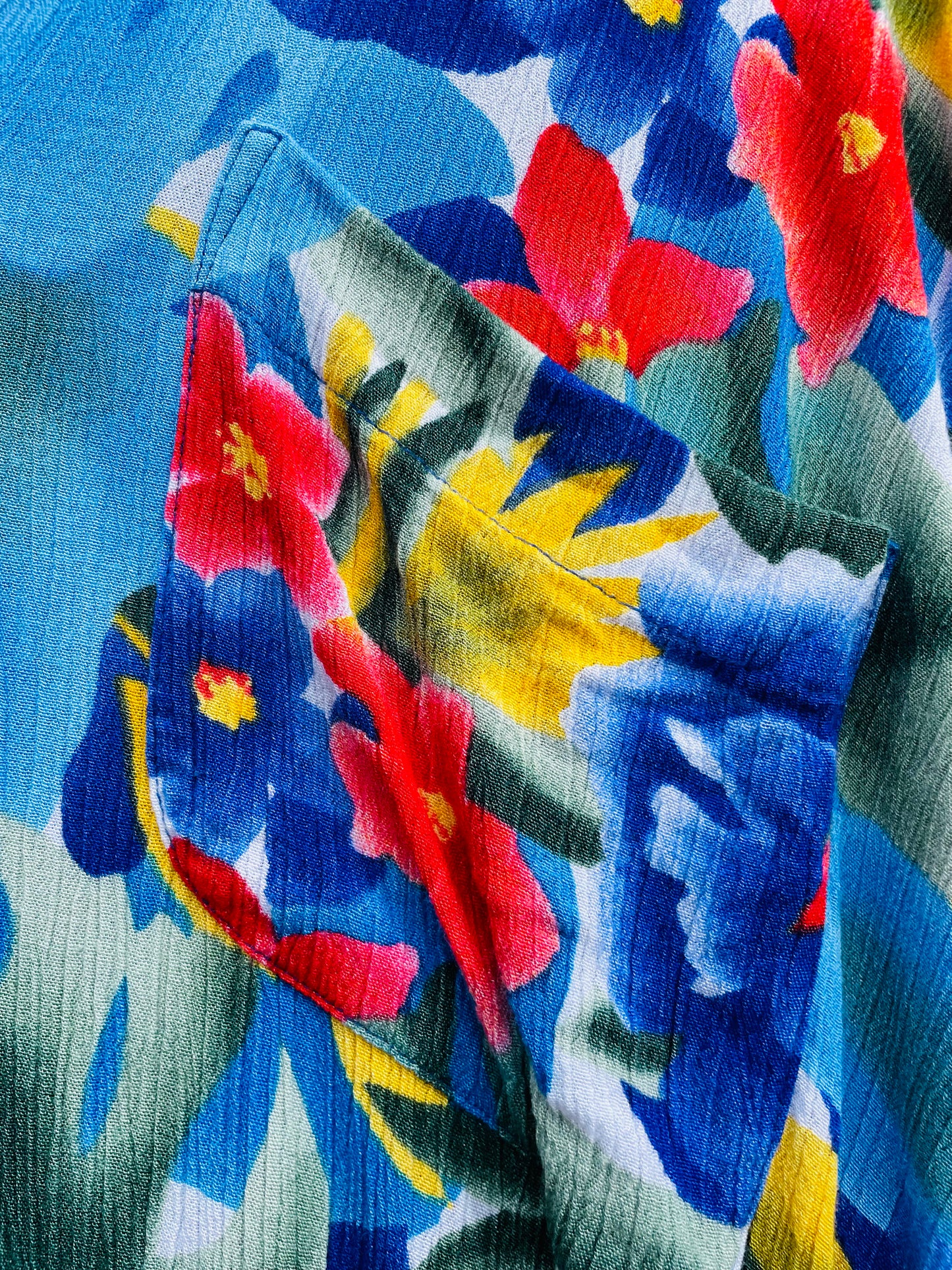 Vintage Nygard Collection Button Up T-Shirt in Vibrant Tropical Print