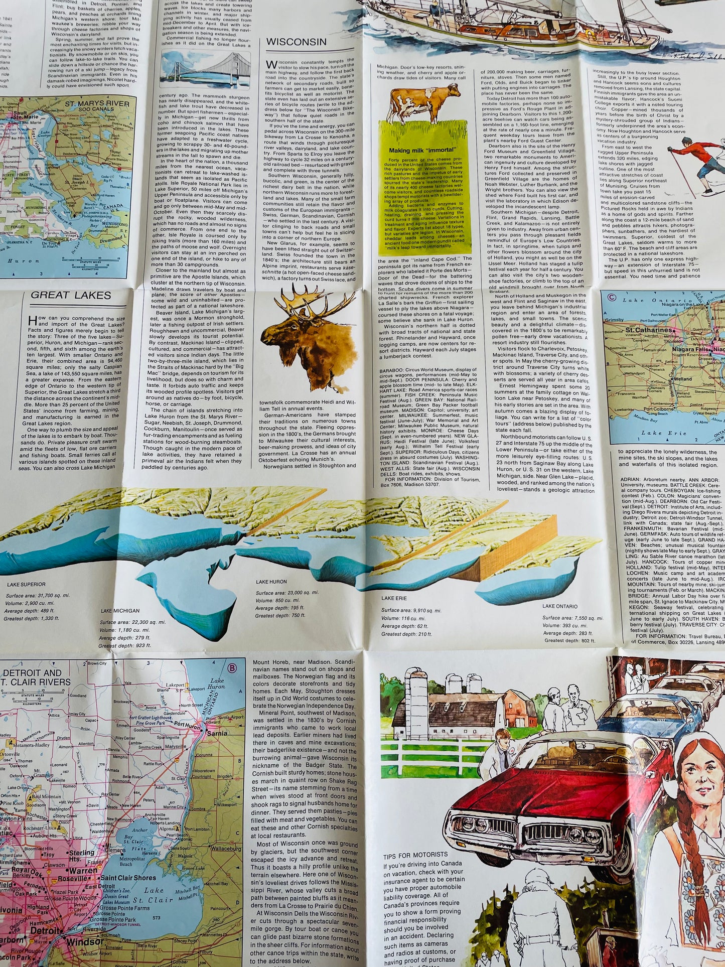 1978 National Geographic Close-Up USA Map - Wisconsin, Michigan, and The Great Lakes