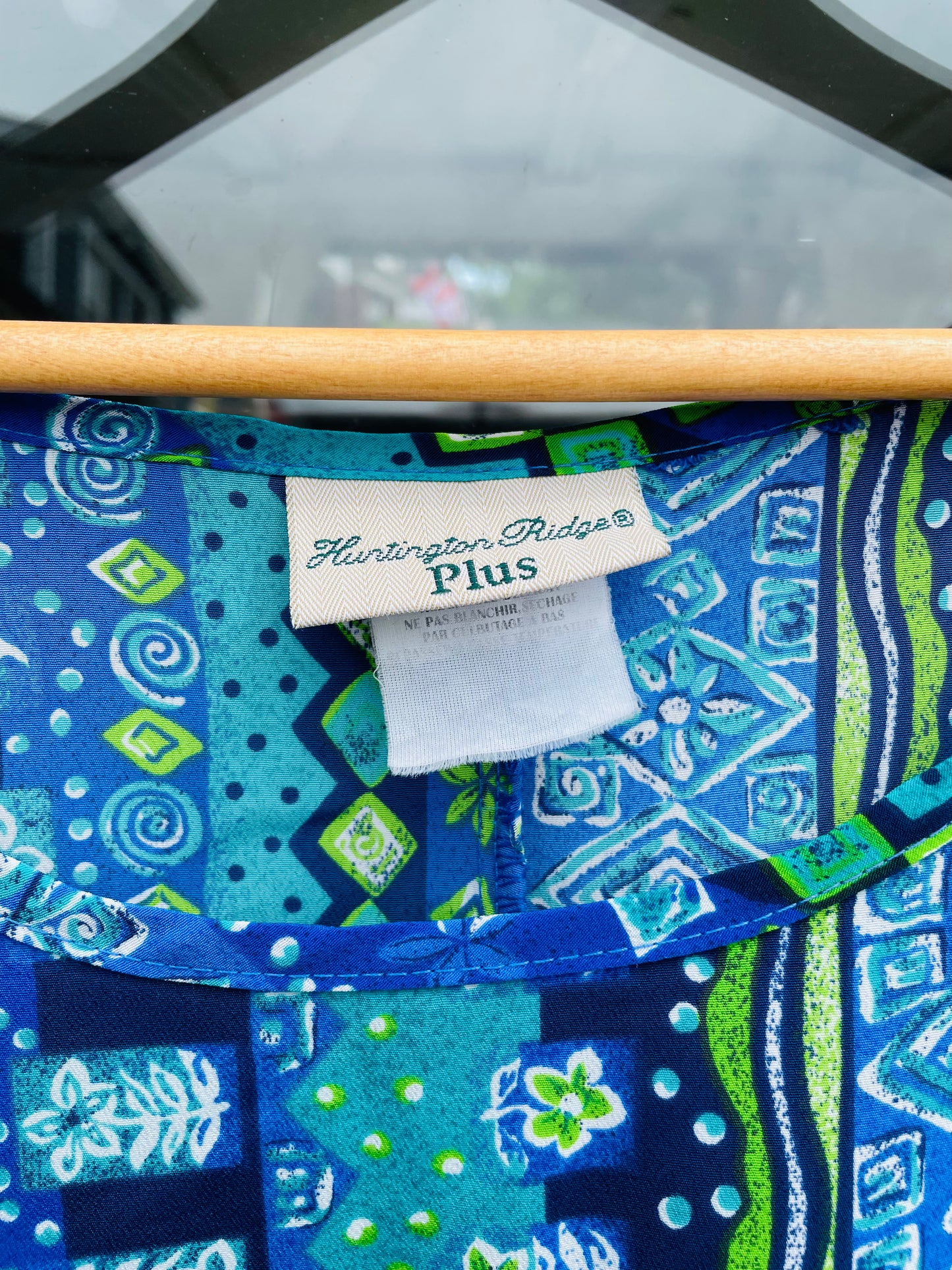 Vintage Huntington Ridge Plus Brand Blue & Green Pattern Dress