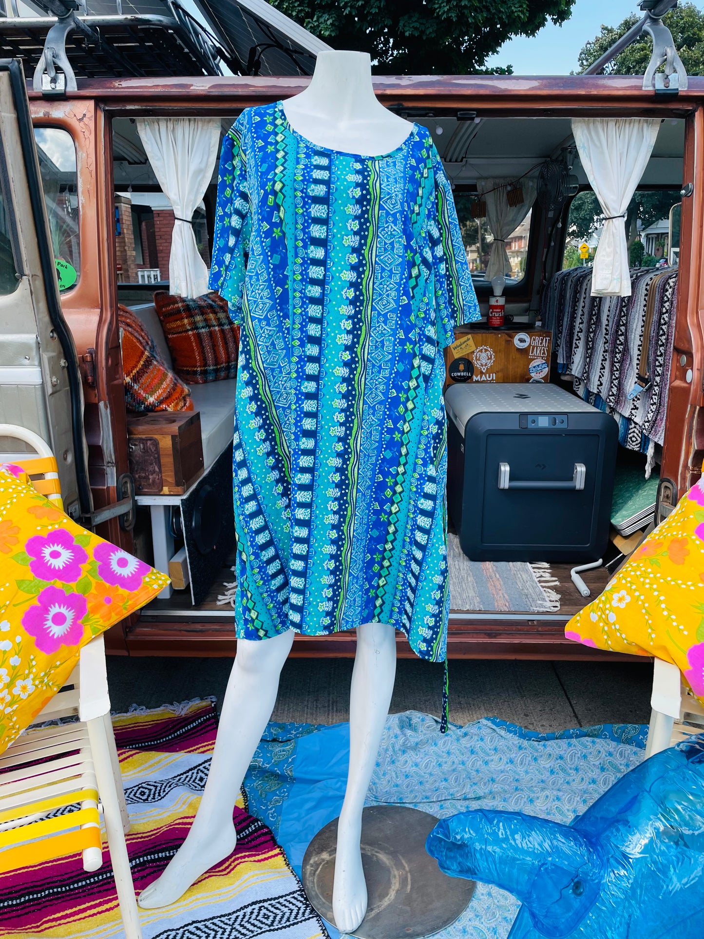Vintage Huntington Ridge Plus Brand Blue & Green Pattern Dress