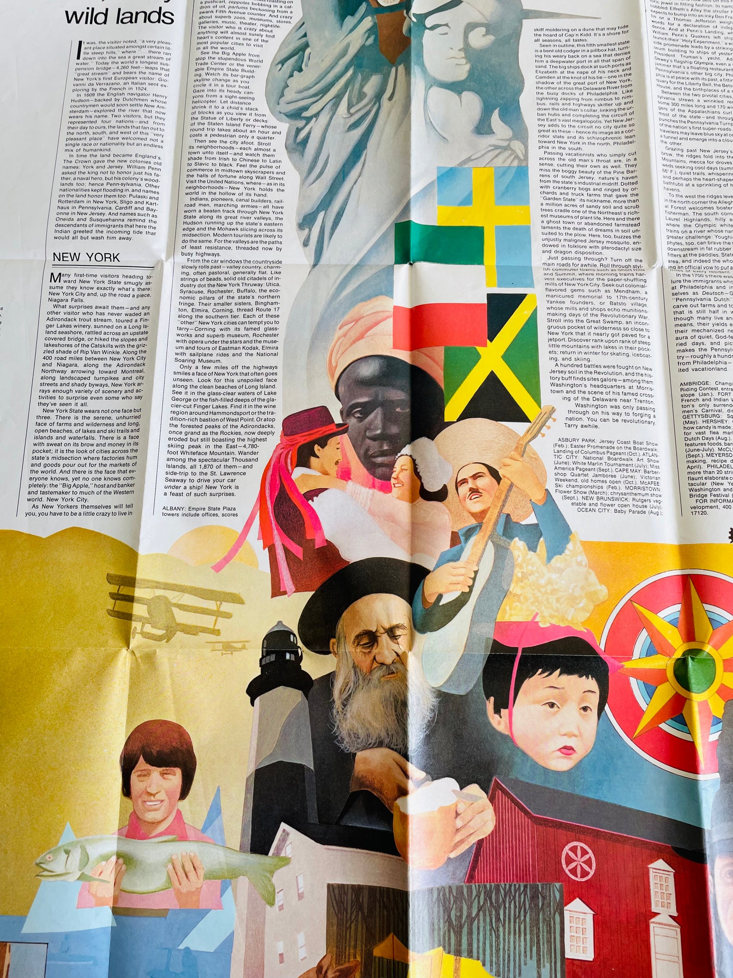 1978 National Geographic Close-Up USA Map - New York, New Jersey, Pennsylvania