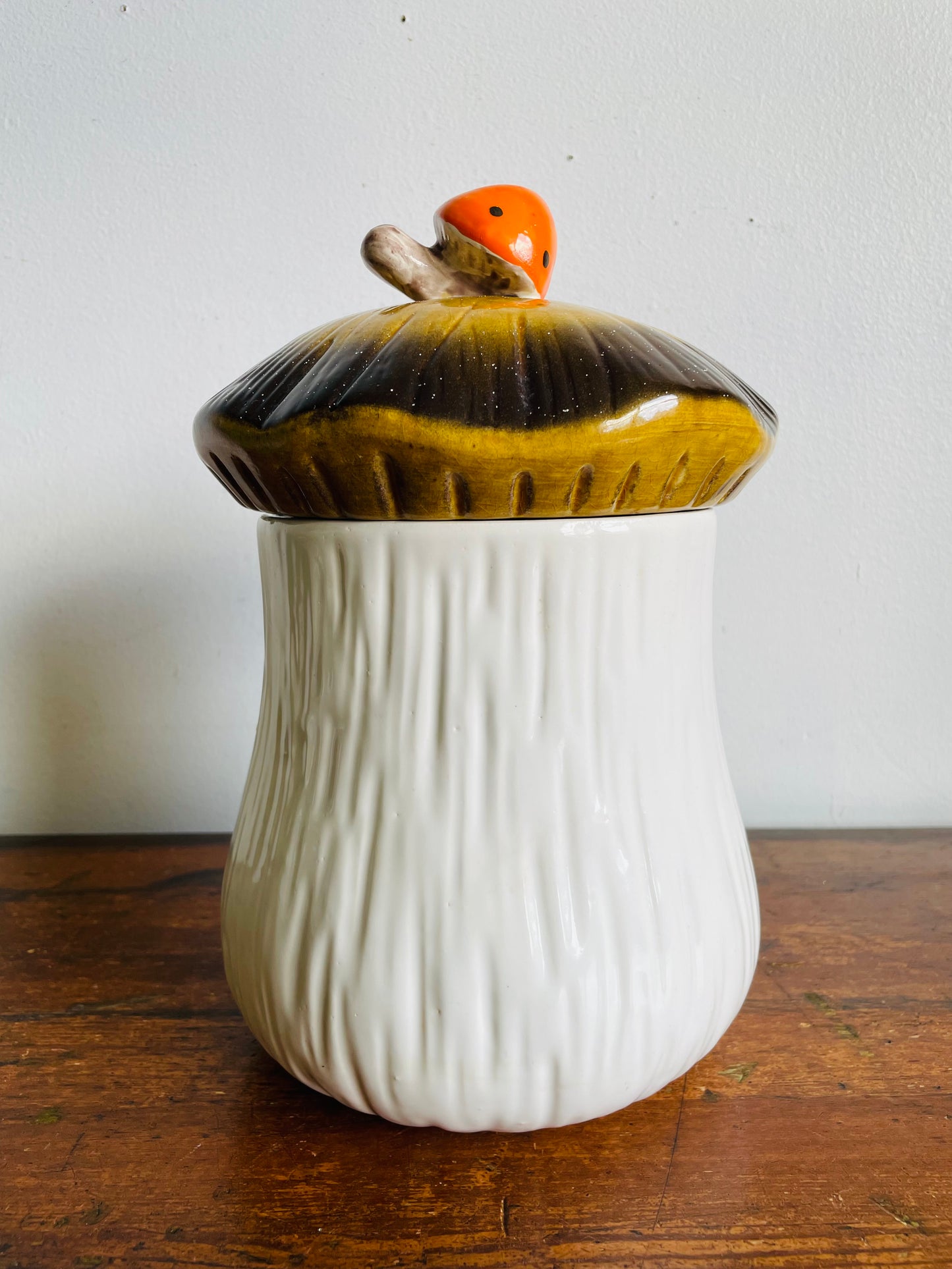 Vintage Large Laurentian Pottery Merry Mushroom Kitchen Canister Jar with Lid #2 - Made in Canada