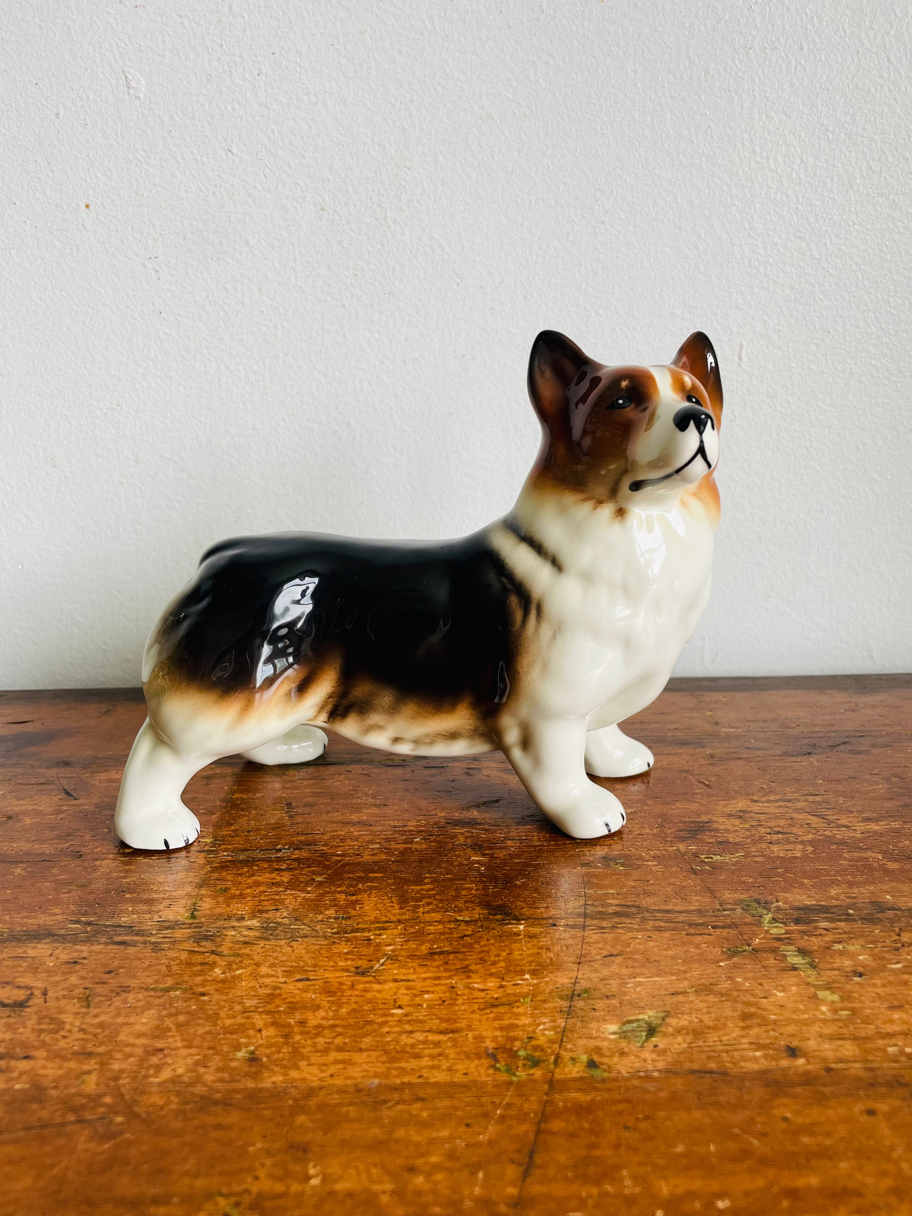 Vintage Coopercraft Pembroke Welsh Corgi Dog Figurine - Black