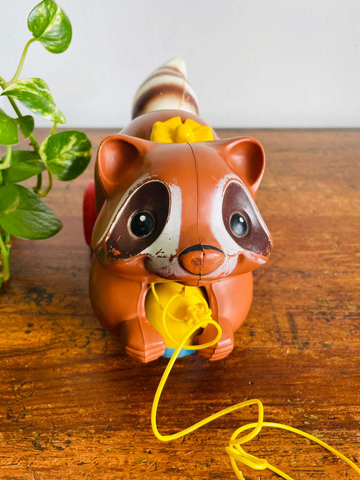 Vintage 1979 Fisher Price #172 Roly Raccoon Pull Toy