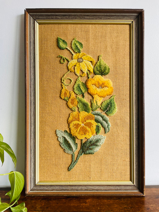 Tall Floral Rug Hook Embroidery Picture - June 19, 1979