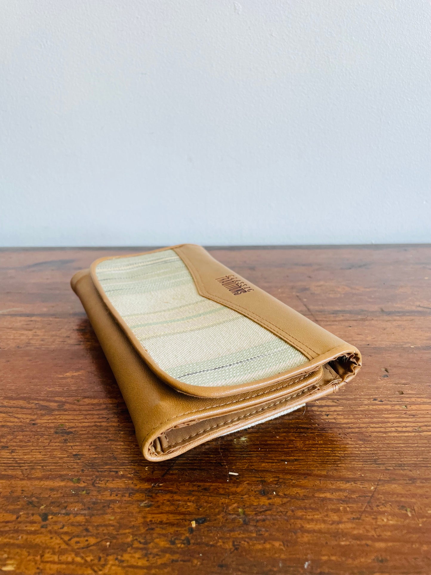 Classic Traditions Tan & Pastel Striped Wallet