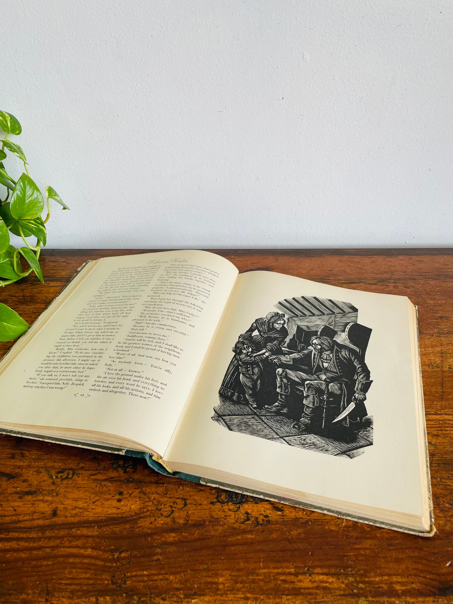 Vintage Wuthering Heights Hardcover Book by Emily Brontë & Illustrations from Wood Engravings by Fritz Eichenberg (1943)