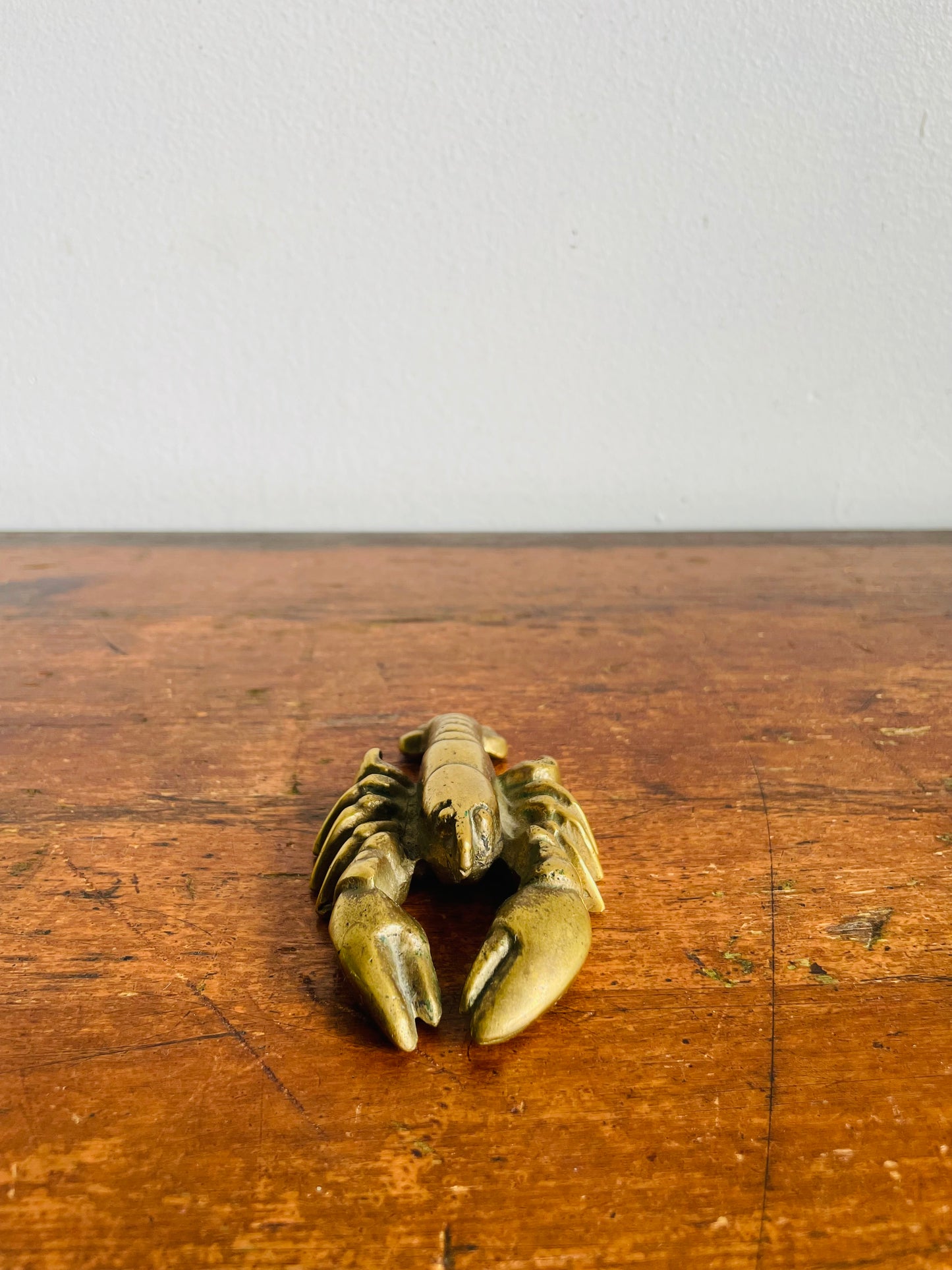 Vintage Solid Brass Lobster Paperweight Figurine