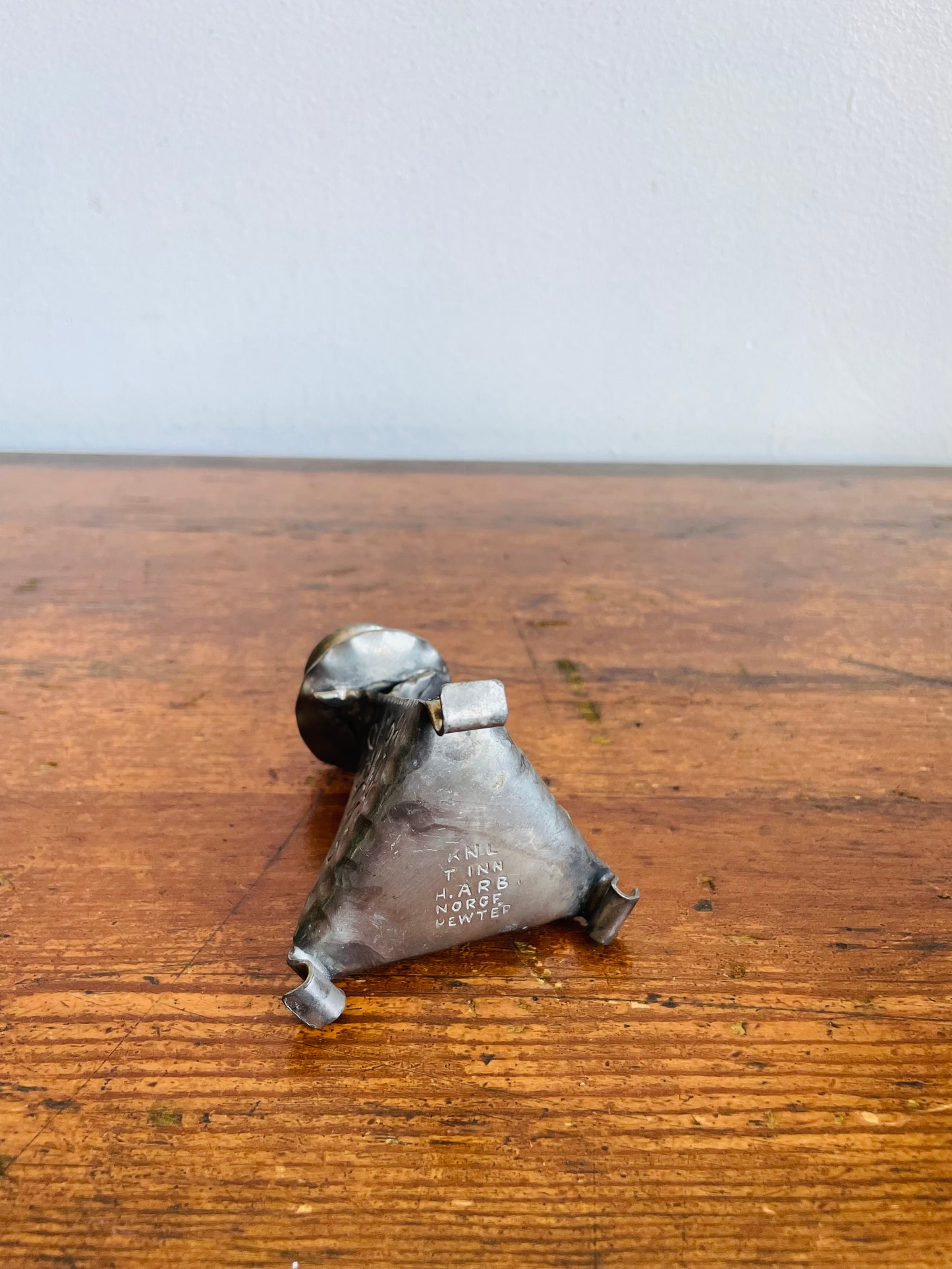 Vintage Mid-Century Norwegian KNL TINN Silver Pewter Candle Holder