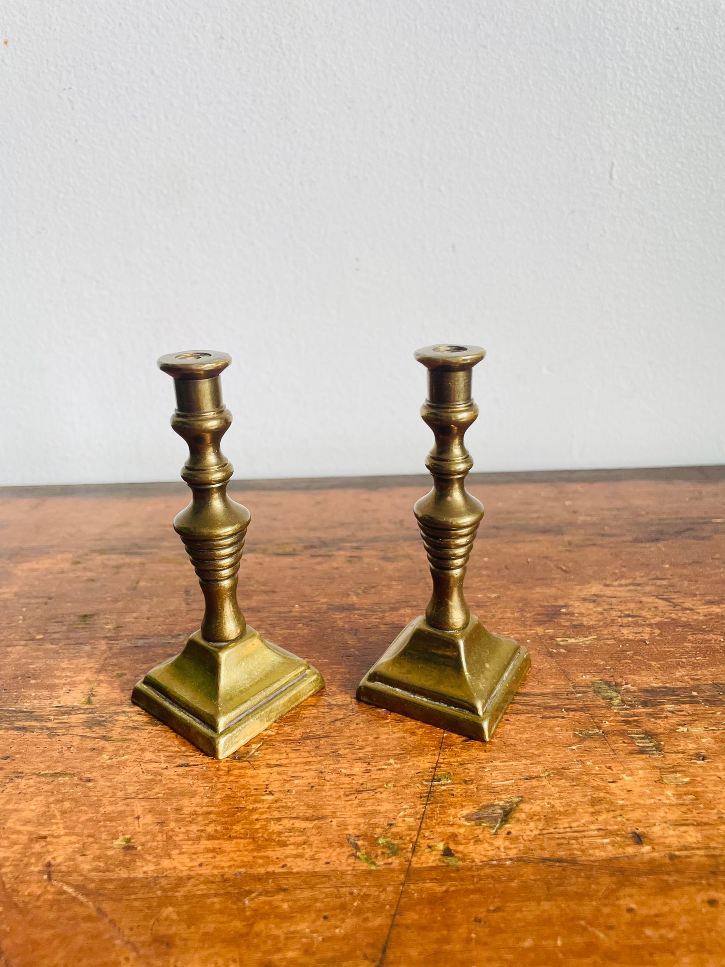 Vintage Miniature Brass Candlesticks - Set of Two