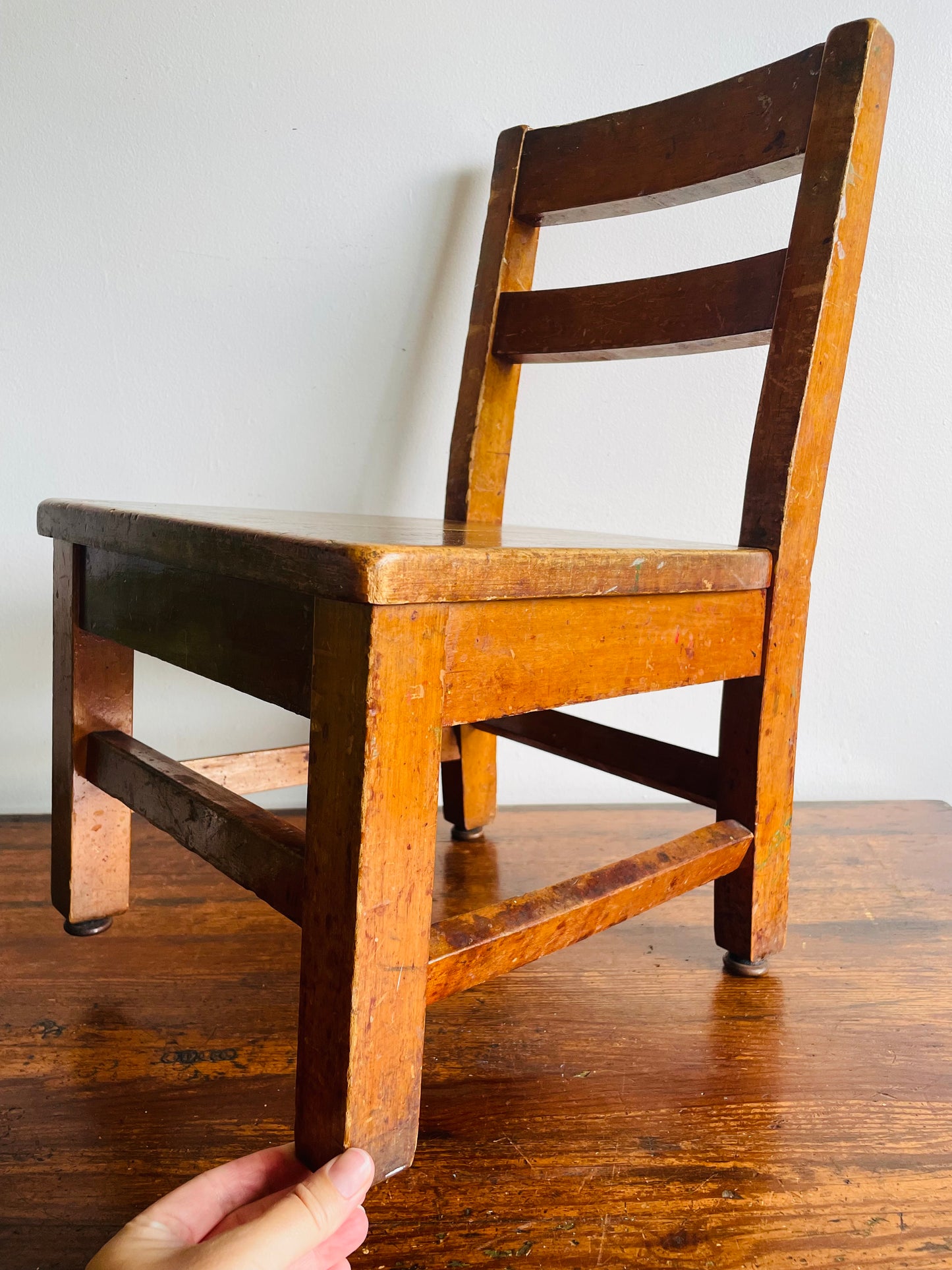 Child Sized Solid Wood School Desk Chair - Also Makes a Great Plant Stand or Porch Display Chair!