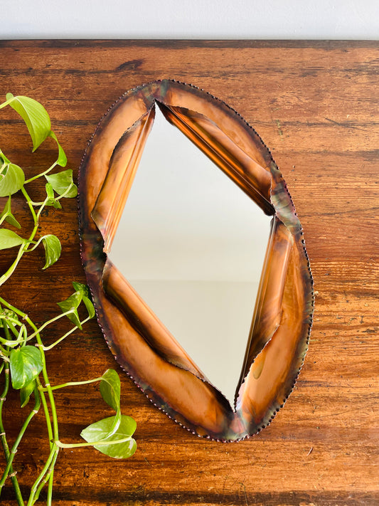 Brutalist Style Wall Mount Copper Mirror