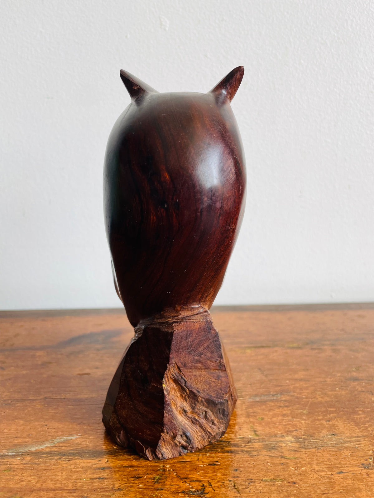 Vintage Hand-Carved Ironwood Owl Statue Figurine