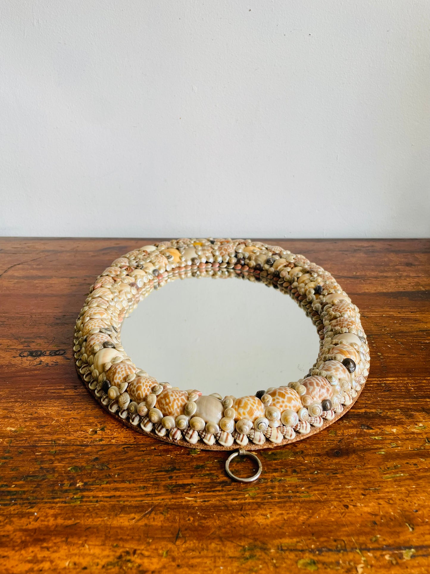 Vintage Handmade Oval Seashell Mirror - No Shipping