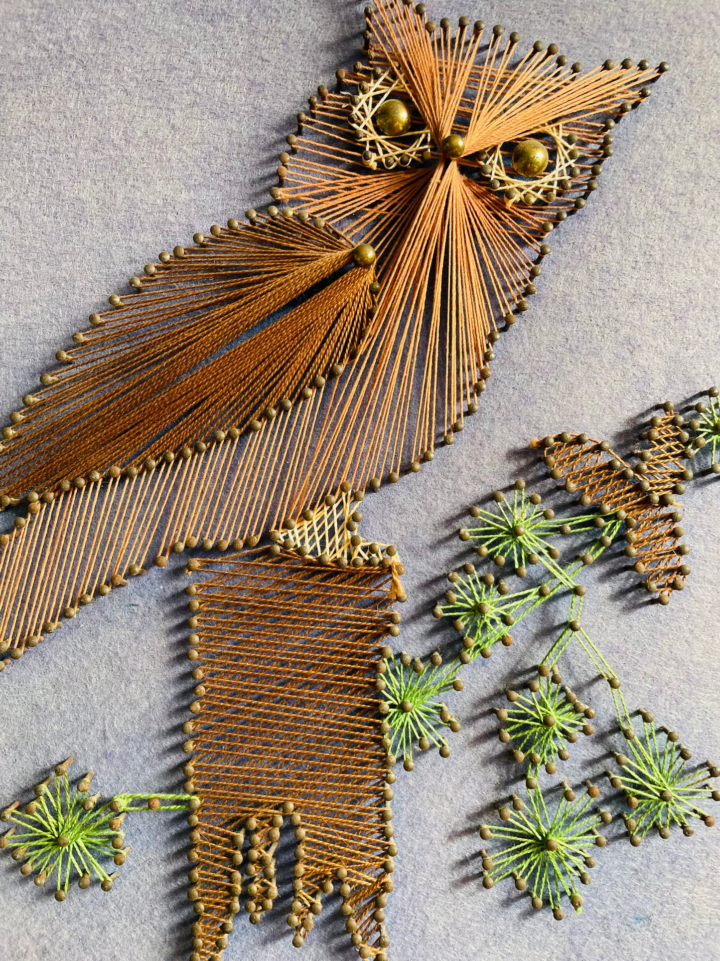 Vintage MCM Mid-Century Modern Owl String Art Picture