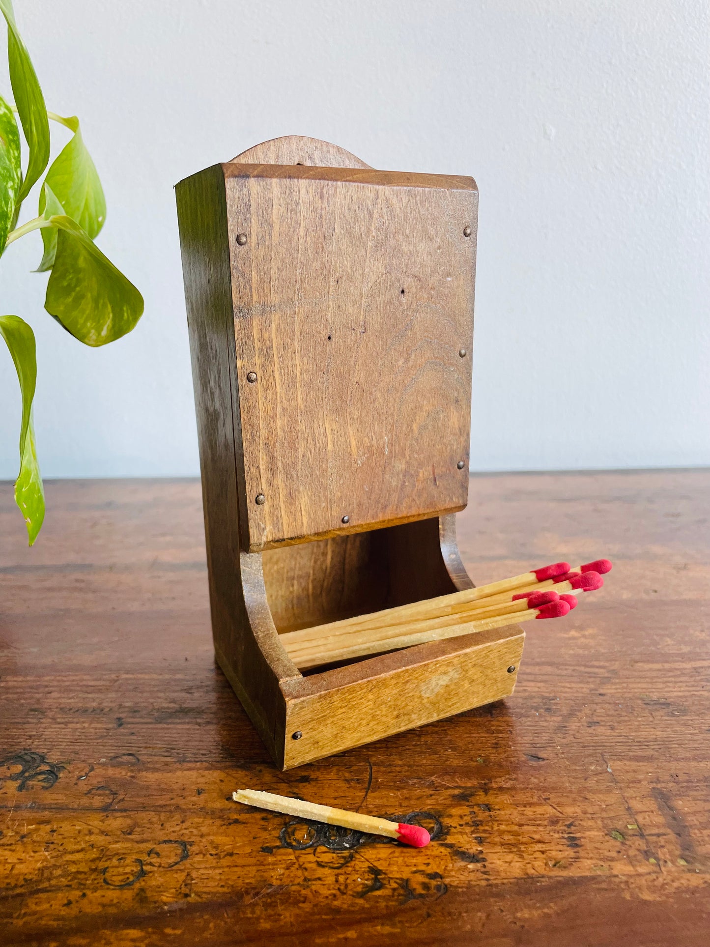 Wood Wall Mount or Standing Matchstick Holder - Made in Japan