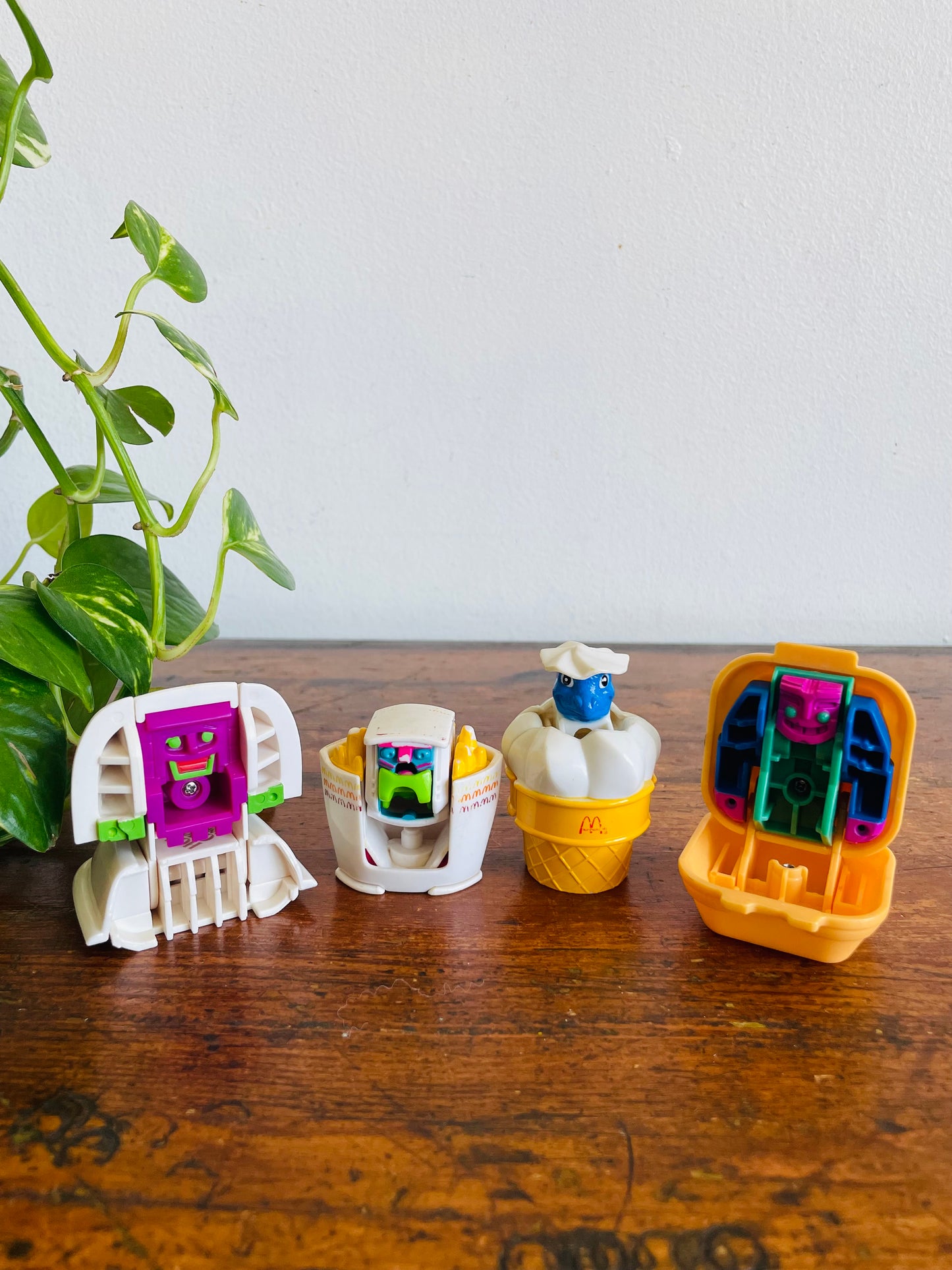 Vintage 1988 / 1990 McDonald's Happy Meal Toy Bundle - Changeables Transformers - Hot Cakes, Ice Cream, French Fries & Quarter Pounder with Cheese - Set of 4