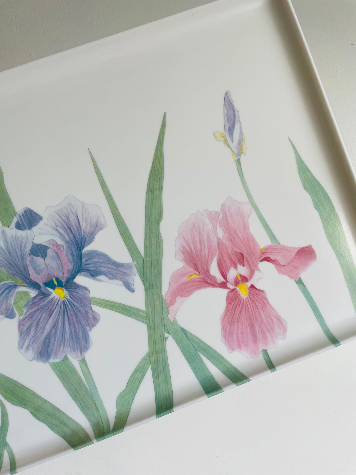 Mebel Melamine Serving or Decorative Tray with Purple & Pink Iris Flowers - Made in Italy