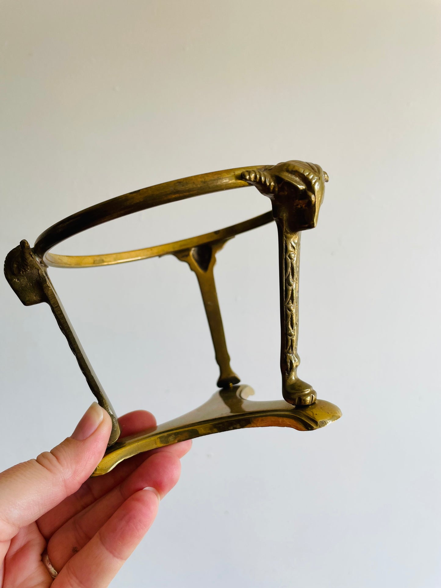 Solid Brass Pedestal Holder Stand with Ram Head Design