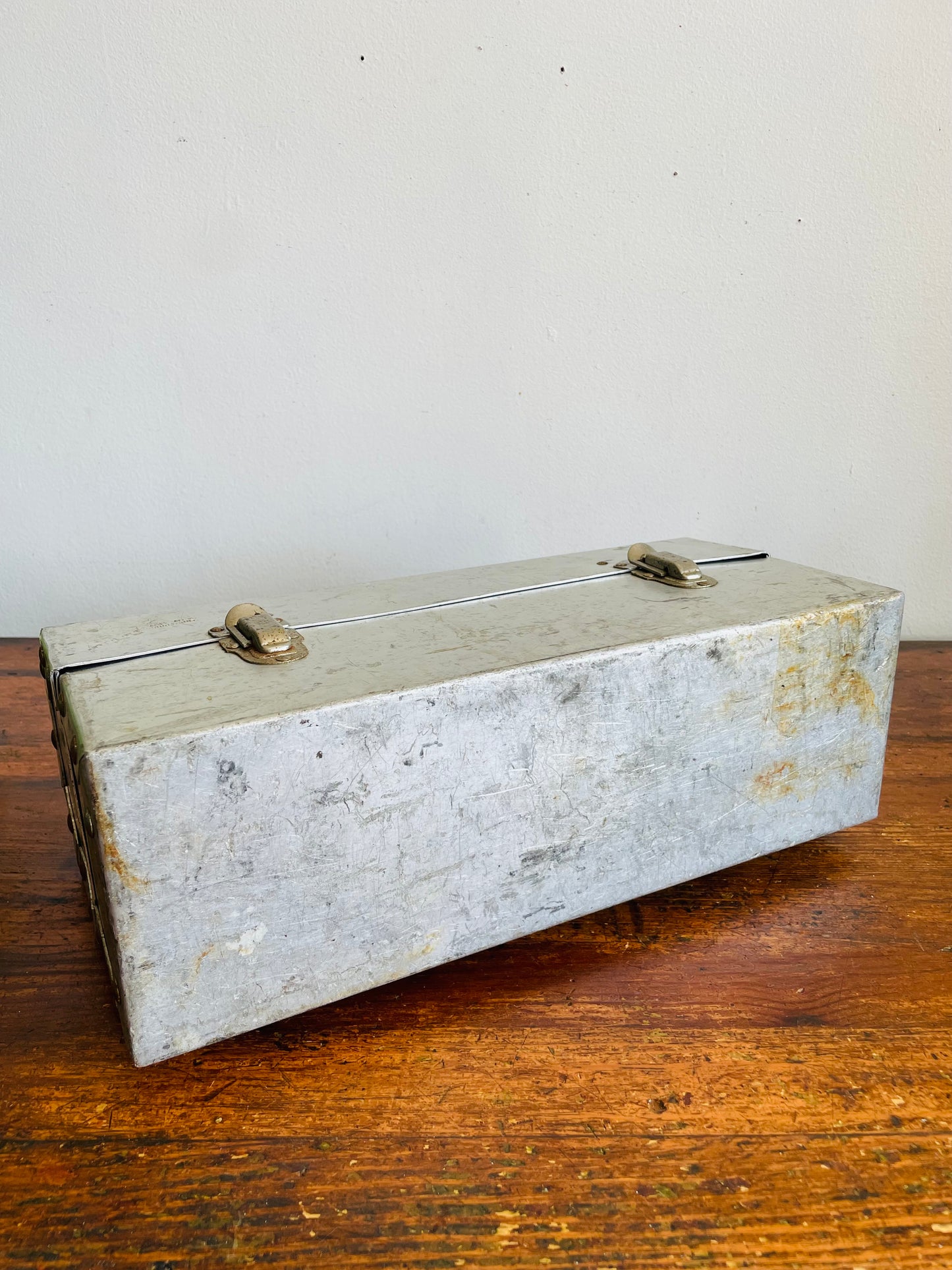Vintage L. May Mfg Aluminium Metal Silver Miner's Pail / Construction Lunchbox - Made in Sudbury, Ontario