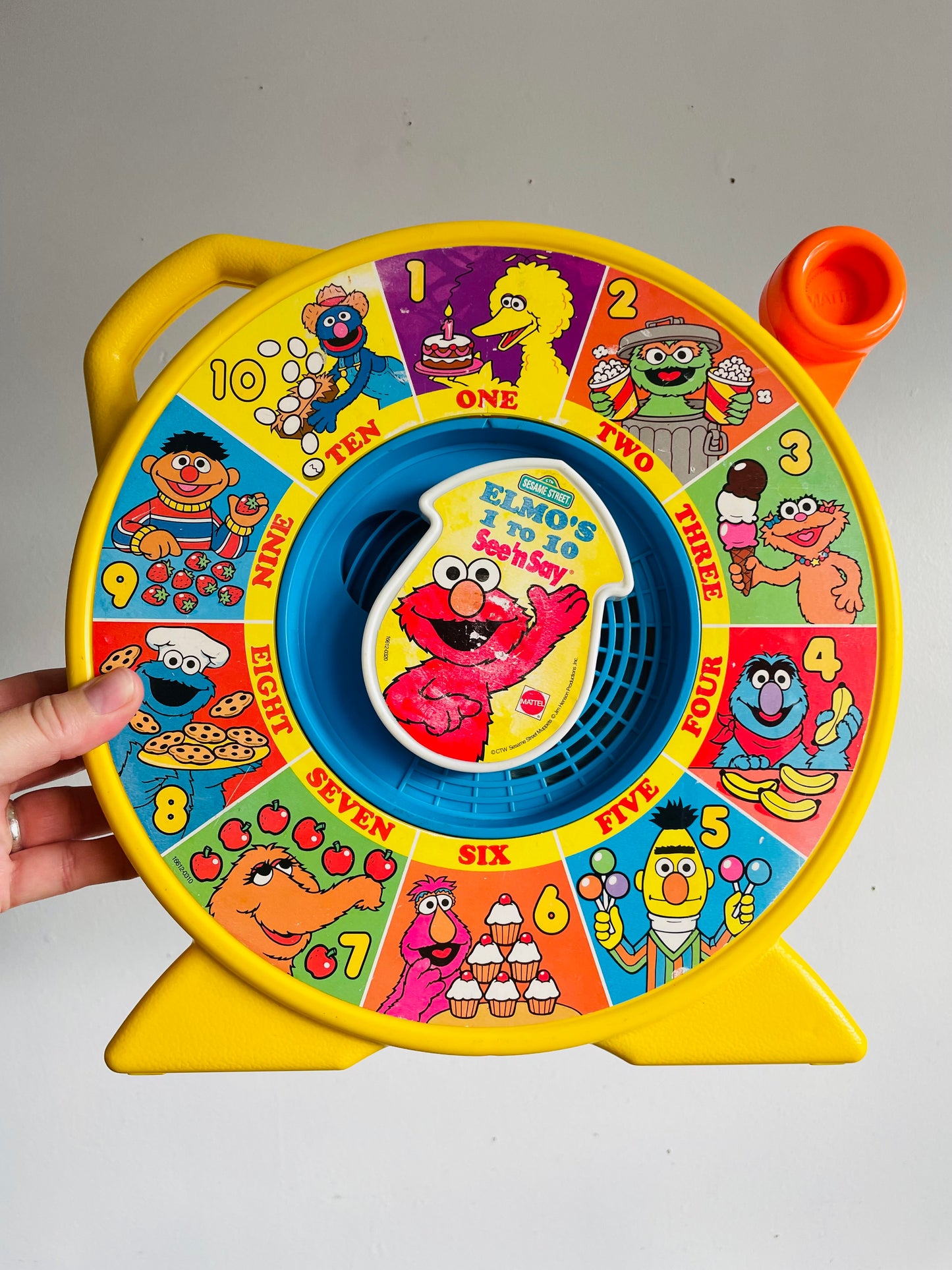 Vintage 1989 Mattel CTW Sesame Street Muppets Elmo's 1 to 10 See 'n Say Toy - Tested/Works!