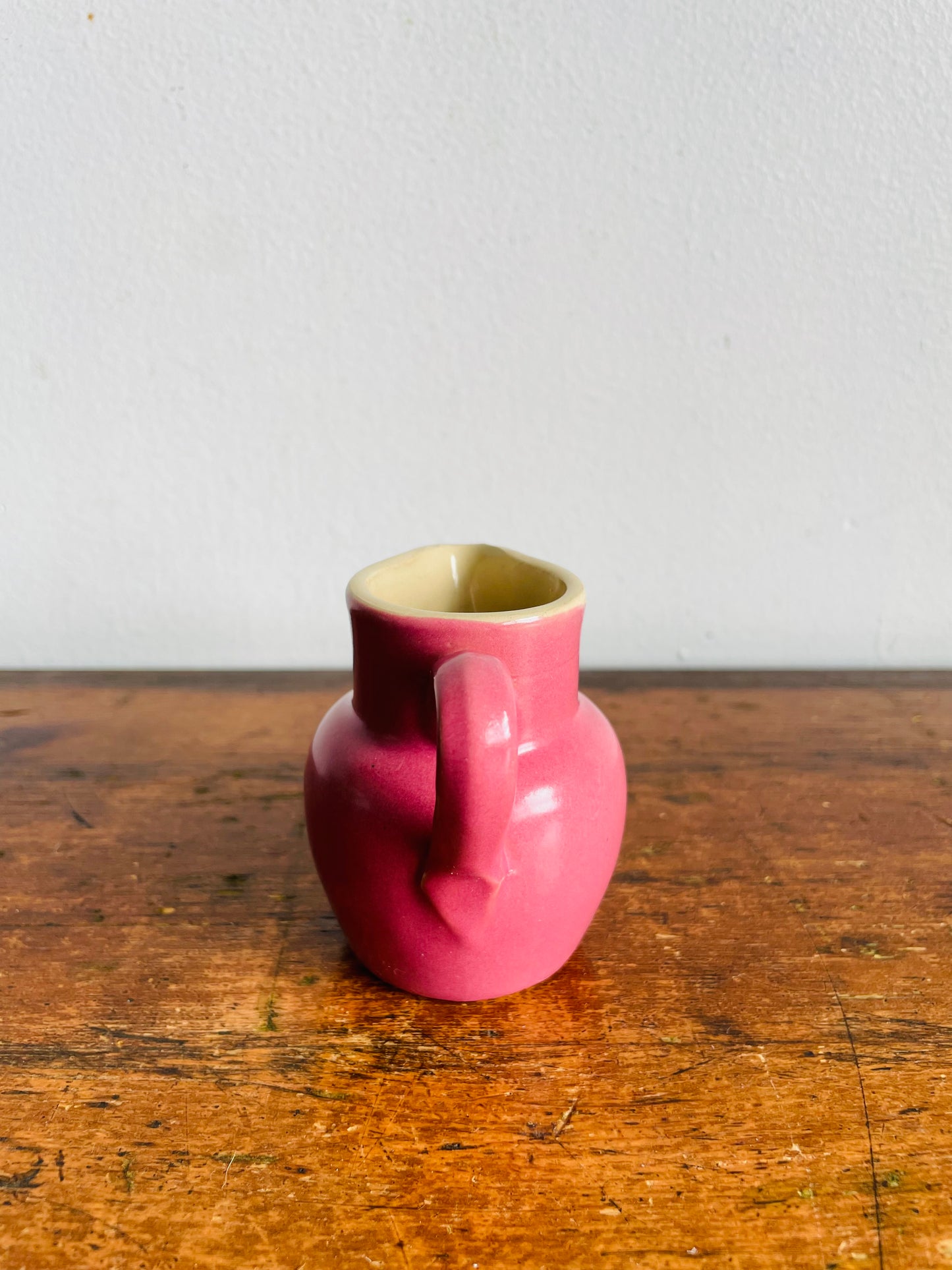 Vintage Mauve Pink Buchan Portobello Scotland Stoneware Pottery Miniature Creamer Pitcher Jug or Bud Vase with Handle