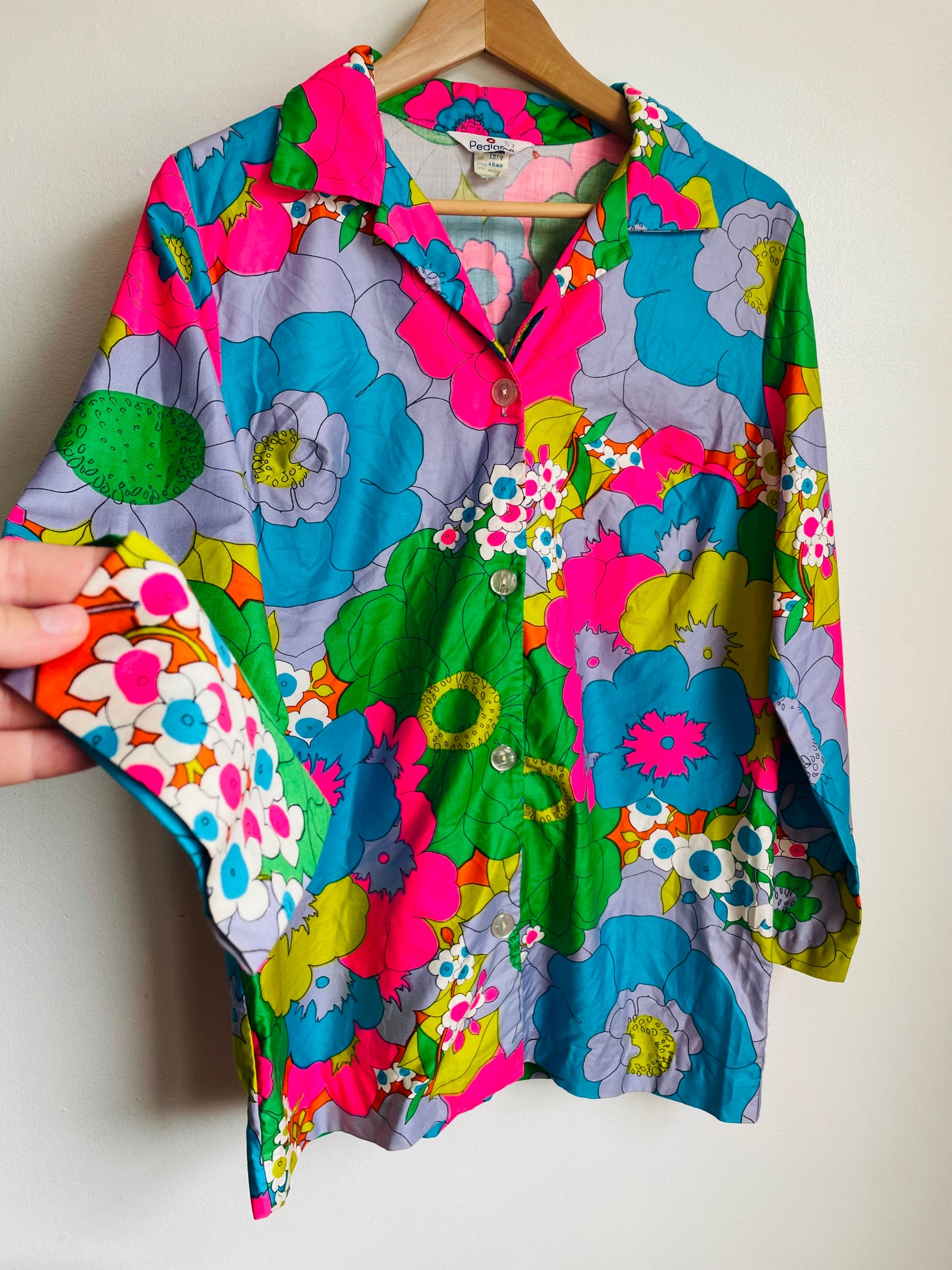 Super Groovy Flower Power Pedigree Montreal Button-Up Shirt - Perhaps Originally a Pyjama Shirt
