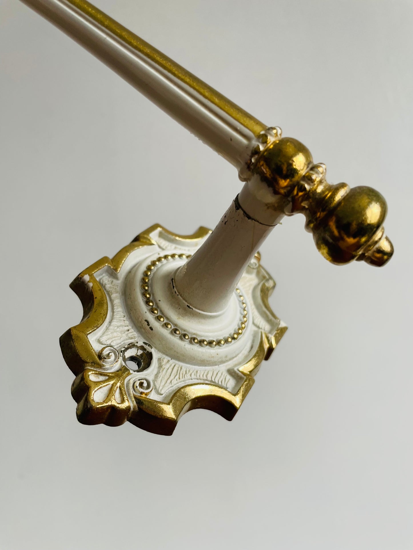 Ornate Gold and White Metal Towel Hanging Rod