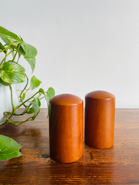 Mid-Century Modern Teak Wood Salt & Pepper Shakers