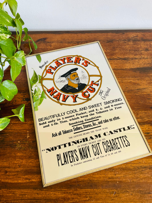 Advertising Mirror Sign - Smoke Player's Navy Cut Cigarettes - Dareco Industries Ltd. Made in Japan