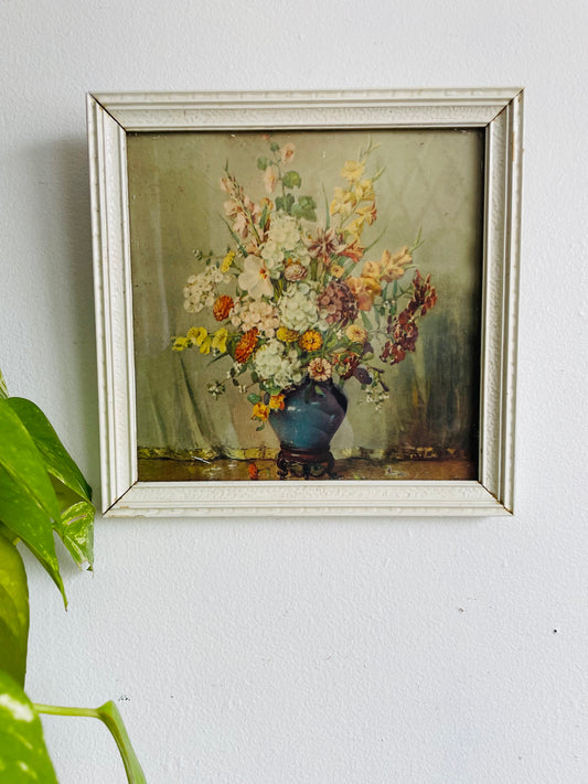 Floral Bouquet Still Life Print Picture in White Frame