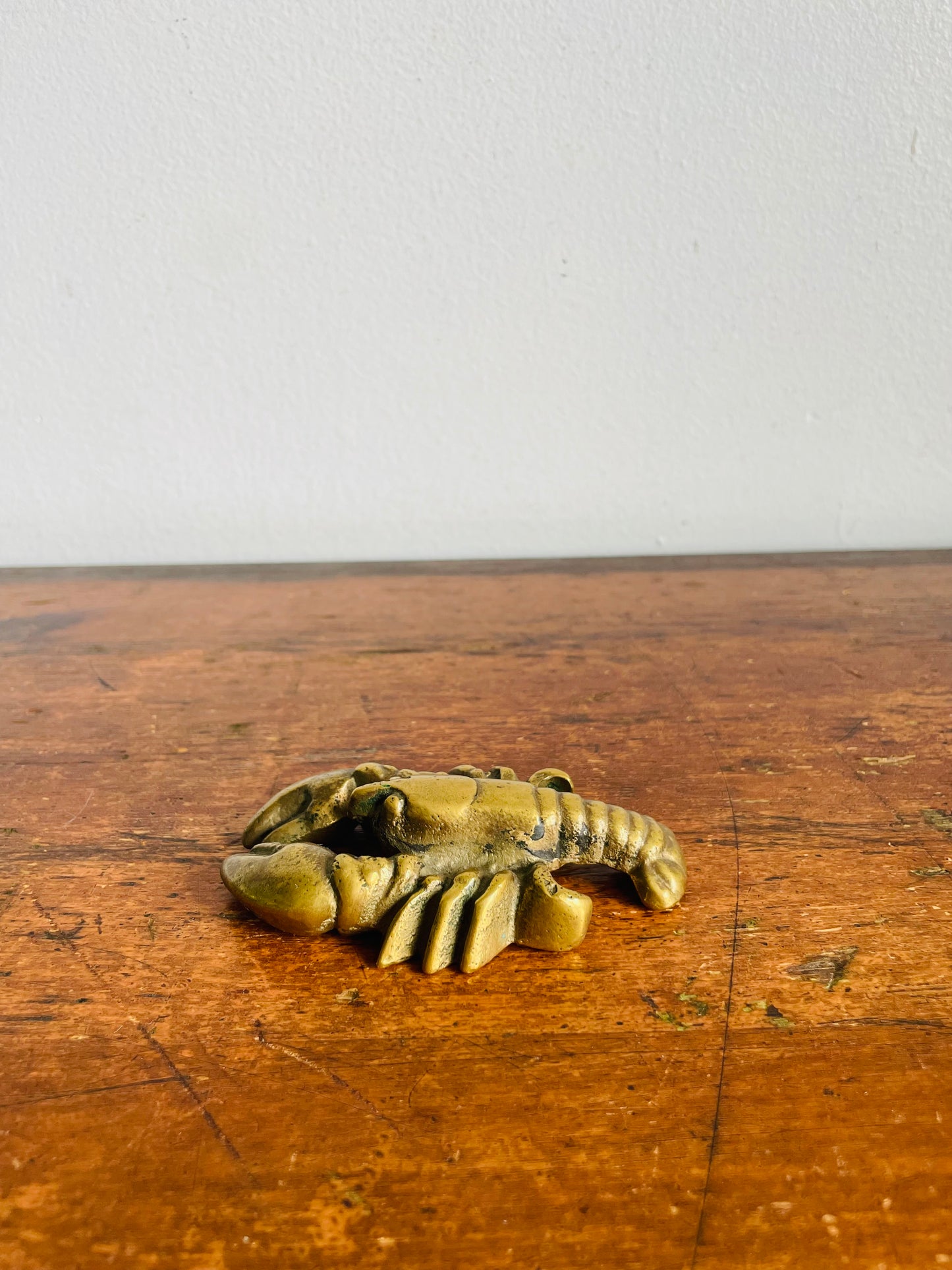Vintage Solid Brass Lobster Paperweight Figurine