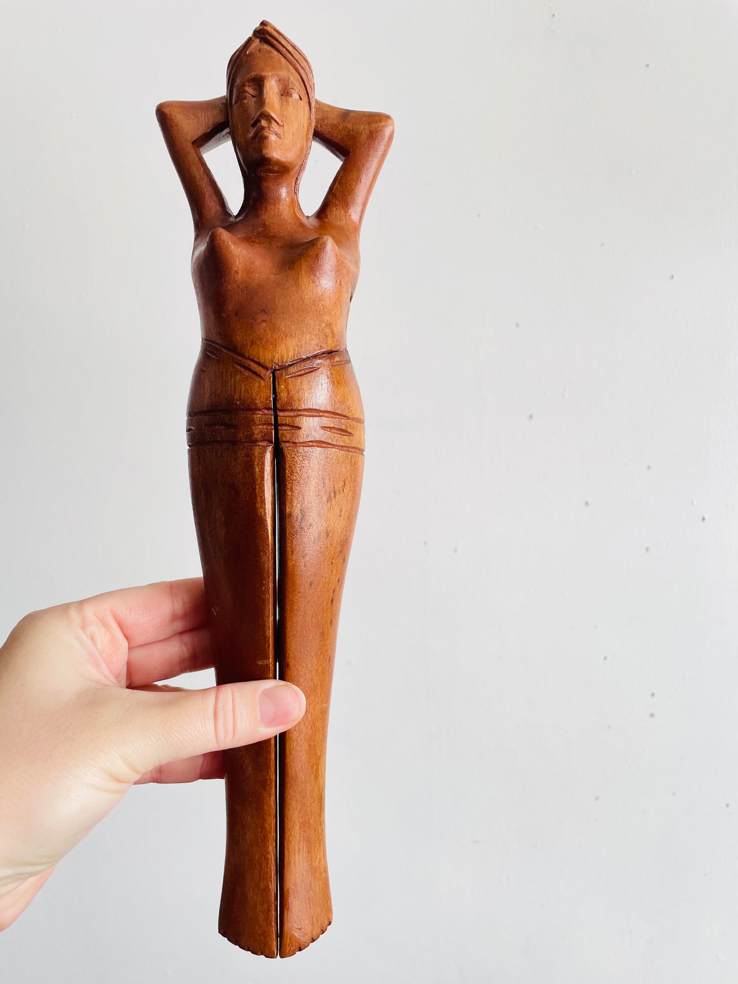 Vintage Nude Lady Wood Nutcracker #1 - Leg Opens & Closes to Crack Nuts - Saucy Tiki Bar Decor