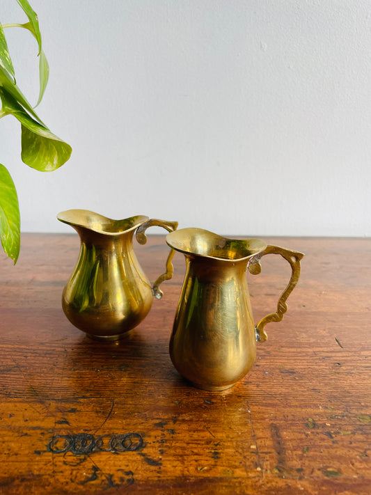 Miniature Brass Pitcher Jugs or Bud Vases - Set of 2