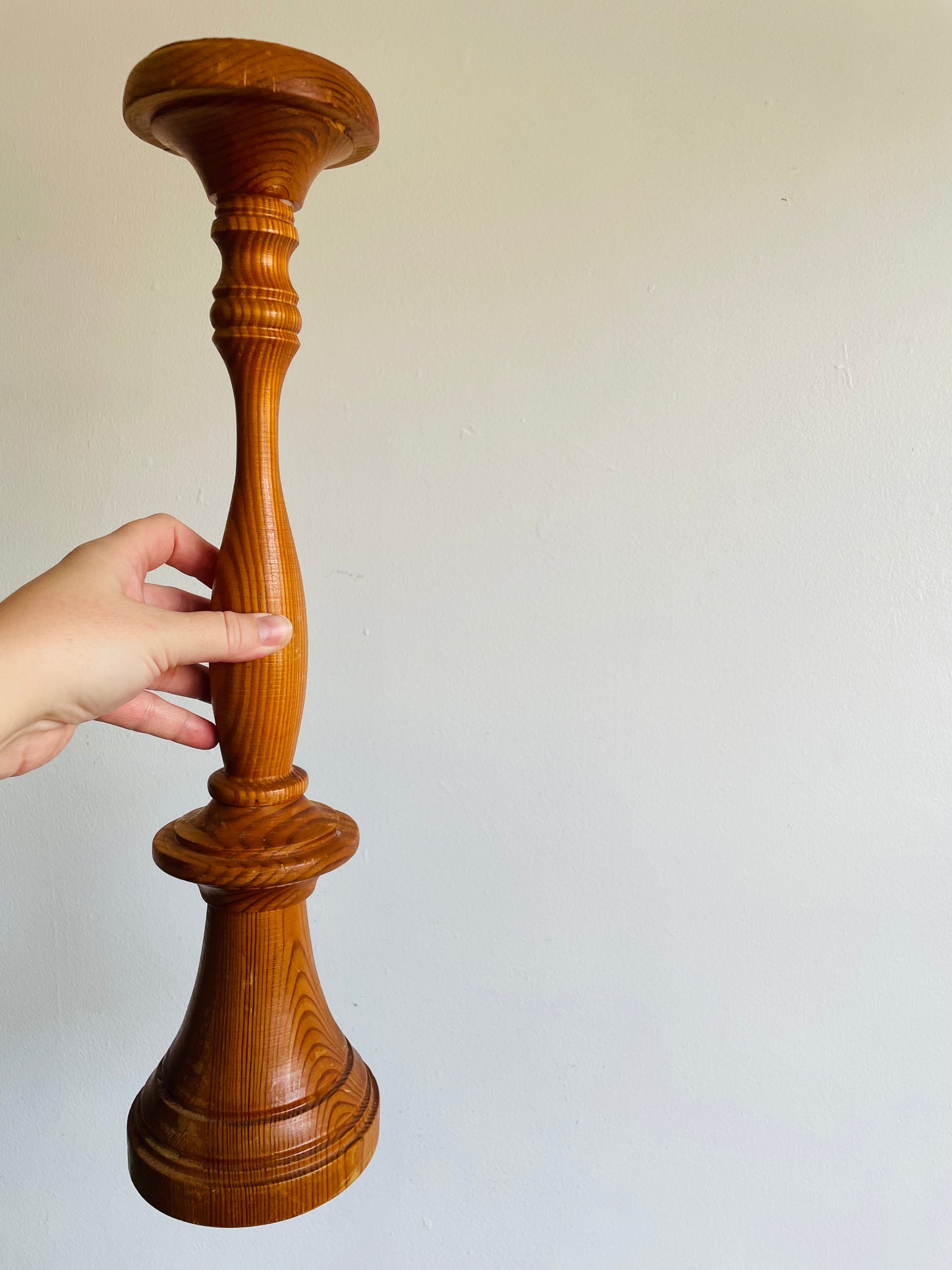 Tall Wood Candle Pillar Holder