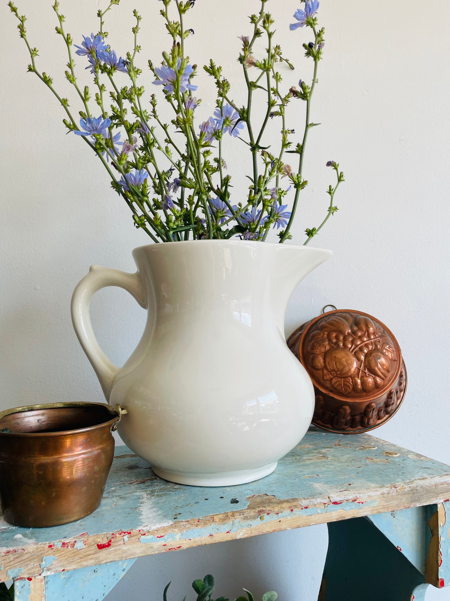 Copper Bucket Pail with Etched Brass Handle - Makes a Great Planter Pot!