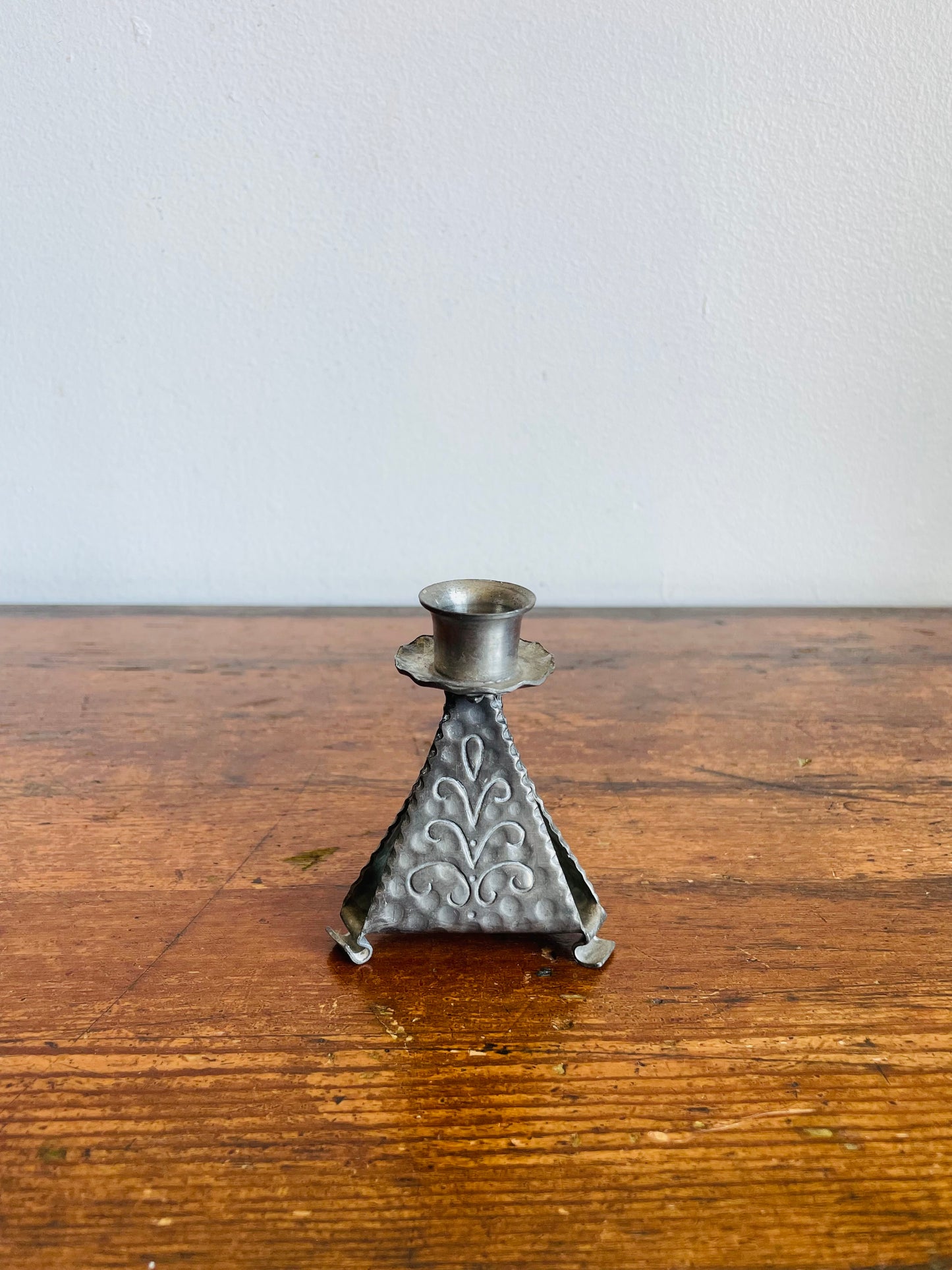 Vintage Mid-Century Norwegian KNL TINN Silver Pewter Candle Holder