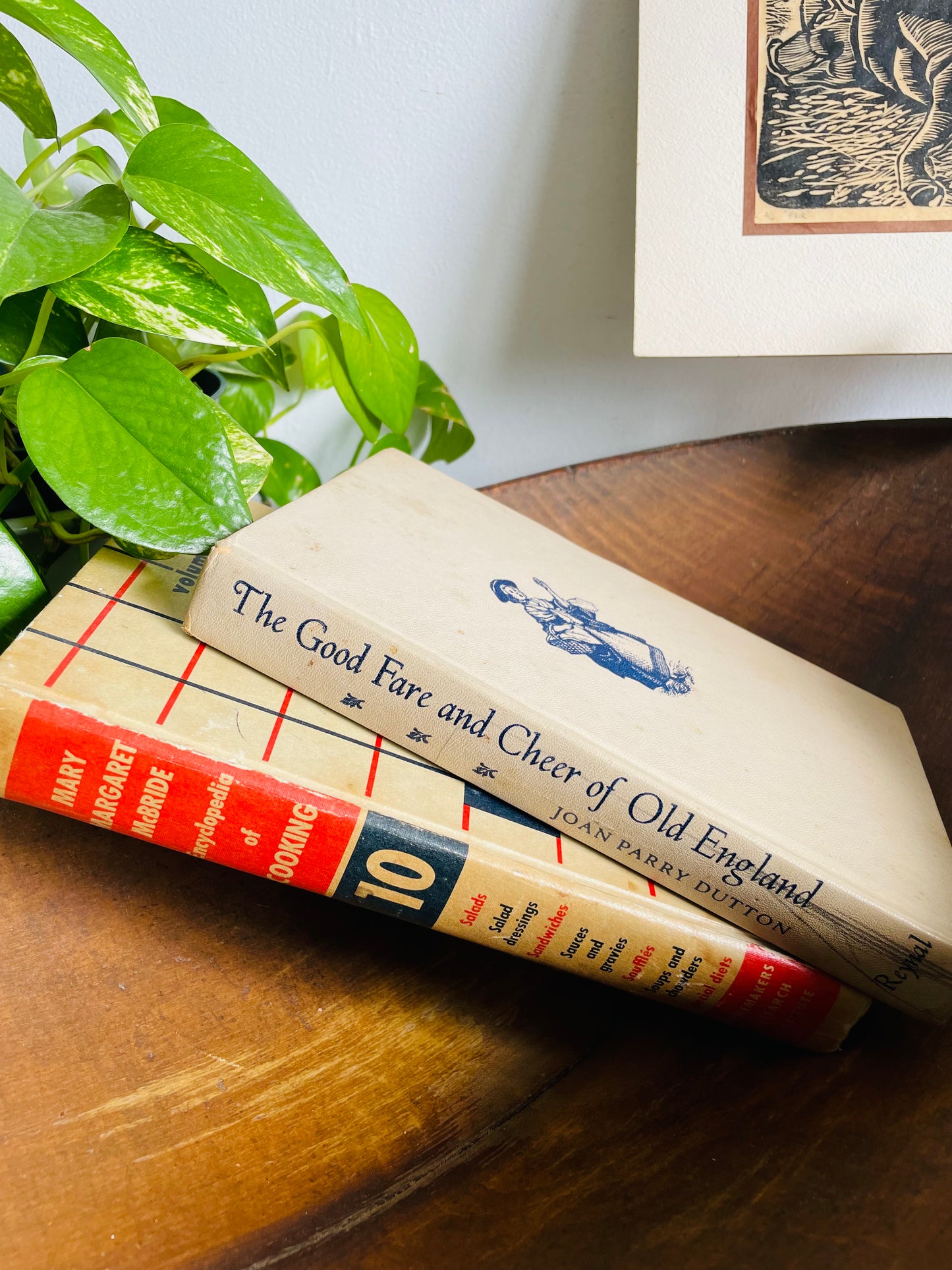 Hardcover Cookbook Bundle - The Good Fare and Cheer of Old England (1960) & Mary Margaret McBride Encyclopedia of Cooking Volume 10 (1958)