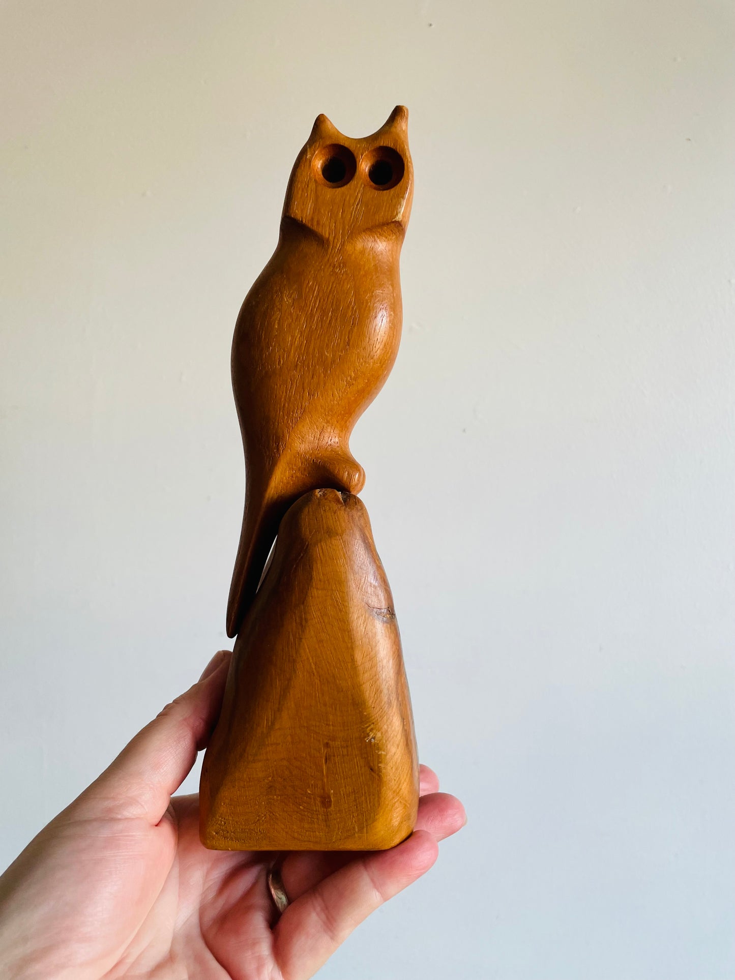 Carved Wood Owl Statue by Canadian Artist Imants Grantins of Lake St. Peter, Ontario