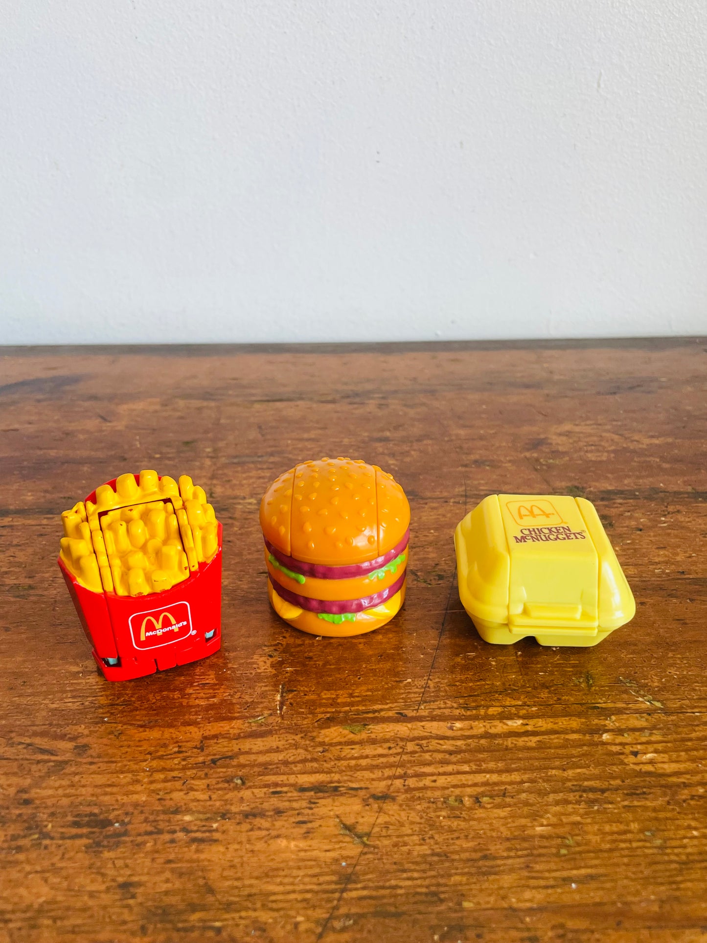 Vintage 1987 McDonald's Happy Meal Toy Bundle #1 - Changeables Transformers - Chicken McNuggets, French Fries & Big Mac - Set of 3