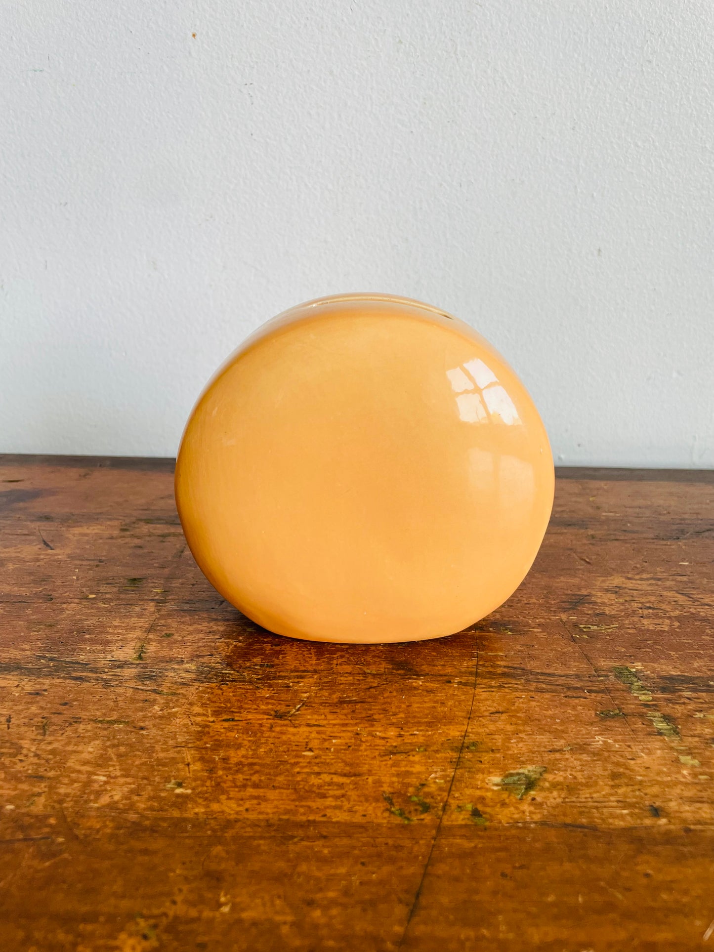 Vintage Pale Orange Smiley Happy Face Money Coin Piggy Bank