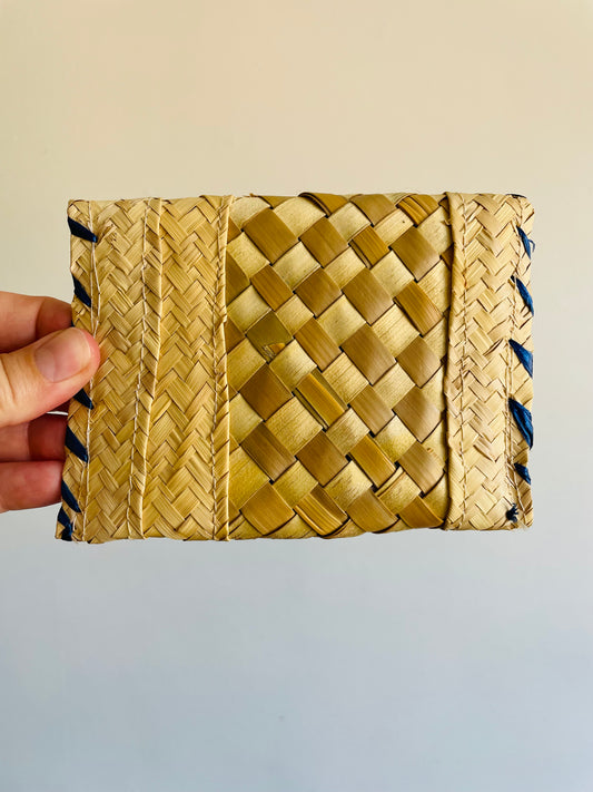 Woven Straw Wallet Pouch with Raffia & Coloured Sea Shells