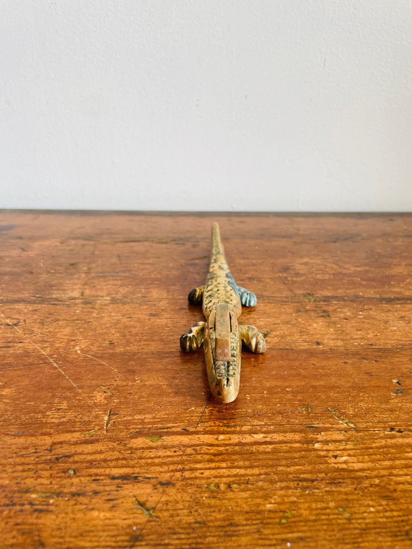 Vintage Solid Brass Alligator Nutcracker with Tarnish / Sold As-Is