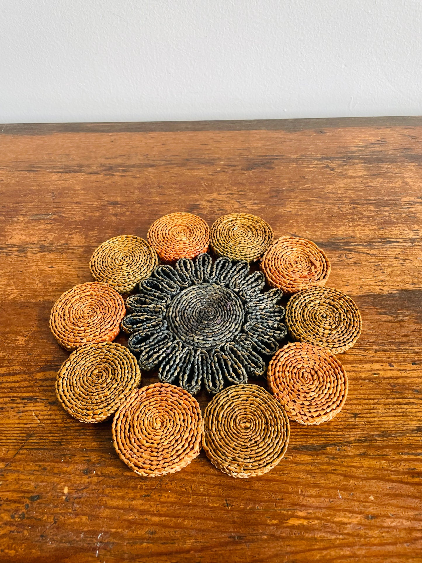 Colourful Woven Straw Trivet