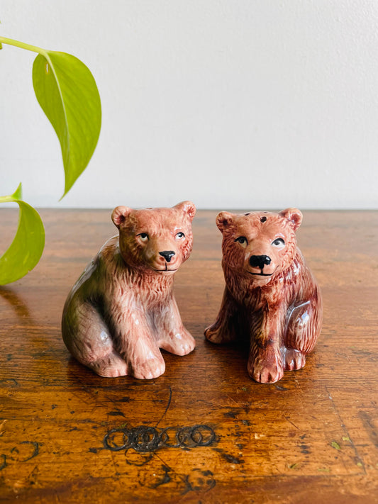 Giftcraft Taiwan Ceramic Brown Bear Salt & Pepper Shakers - Set of 2