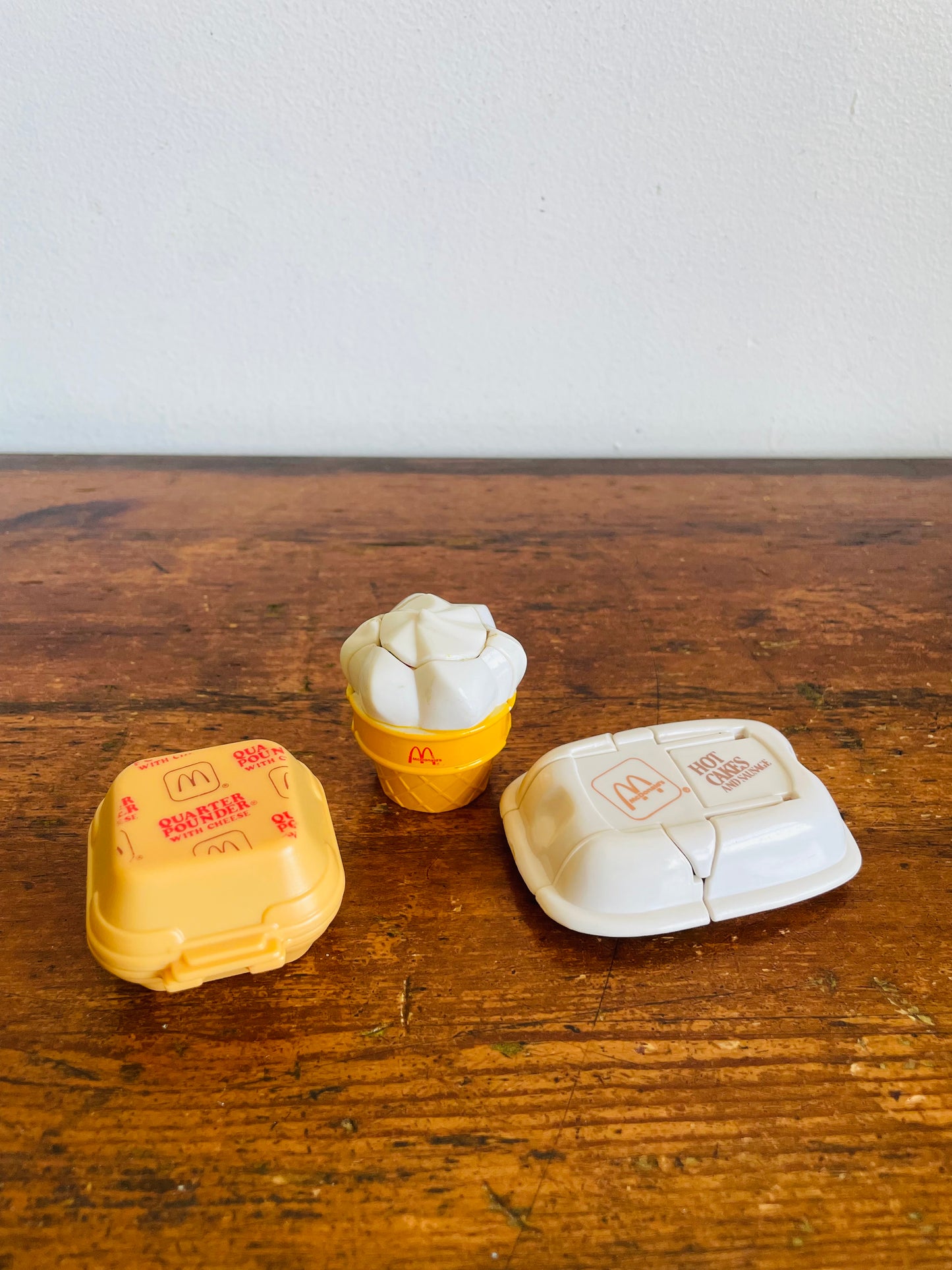 Vintage 1988 McDonald's Happy Meal Toy Bundle - Changeables Transformers - Hot Cakes & Sausage, Ice Cream & Quarter Pounder with Cheese - Set of 3