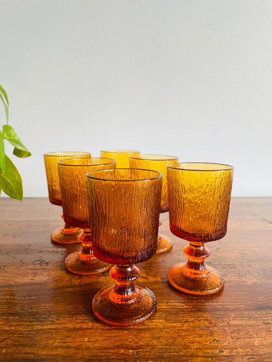 Ravenhead Siesta Amber Glass 4.75" Goblets - Set of 6