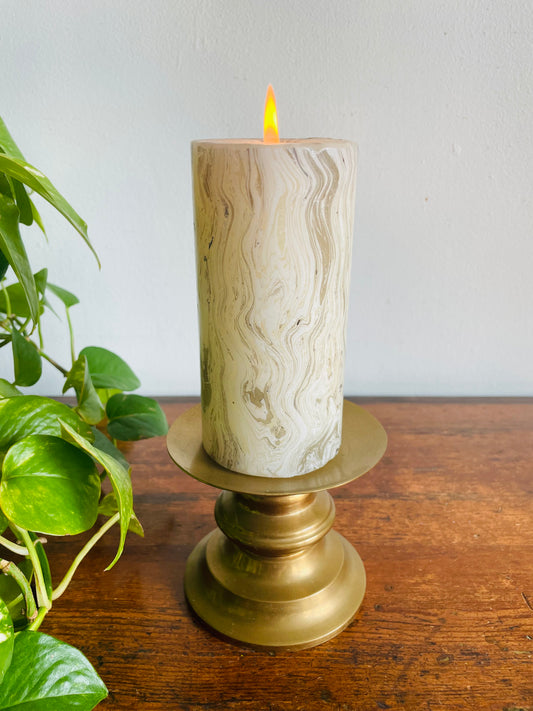 Vintage Heavy & Solid Brass 3.5" Pillar Candle Holder with Spike