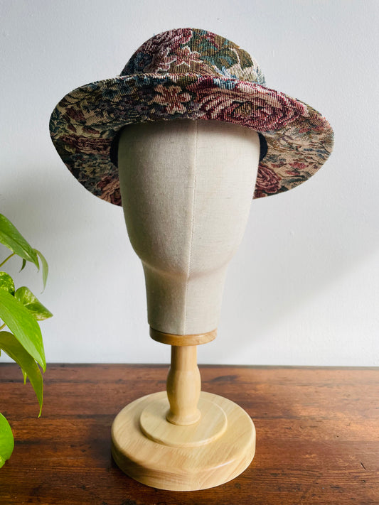 Bay Club Cottagecore Sun Hat with Floral Tapestry Fabric - Made in Taiwan