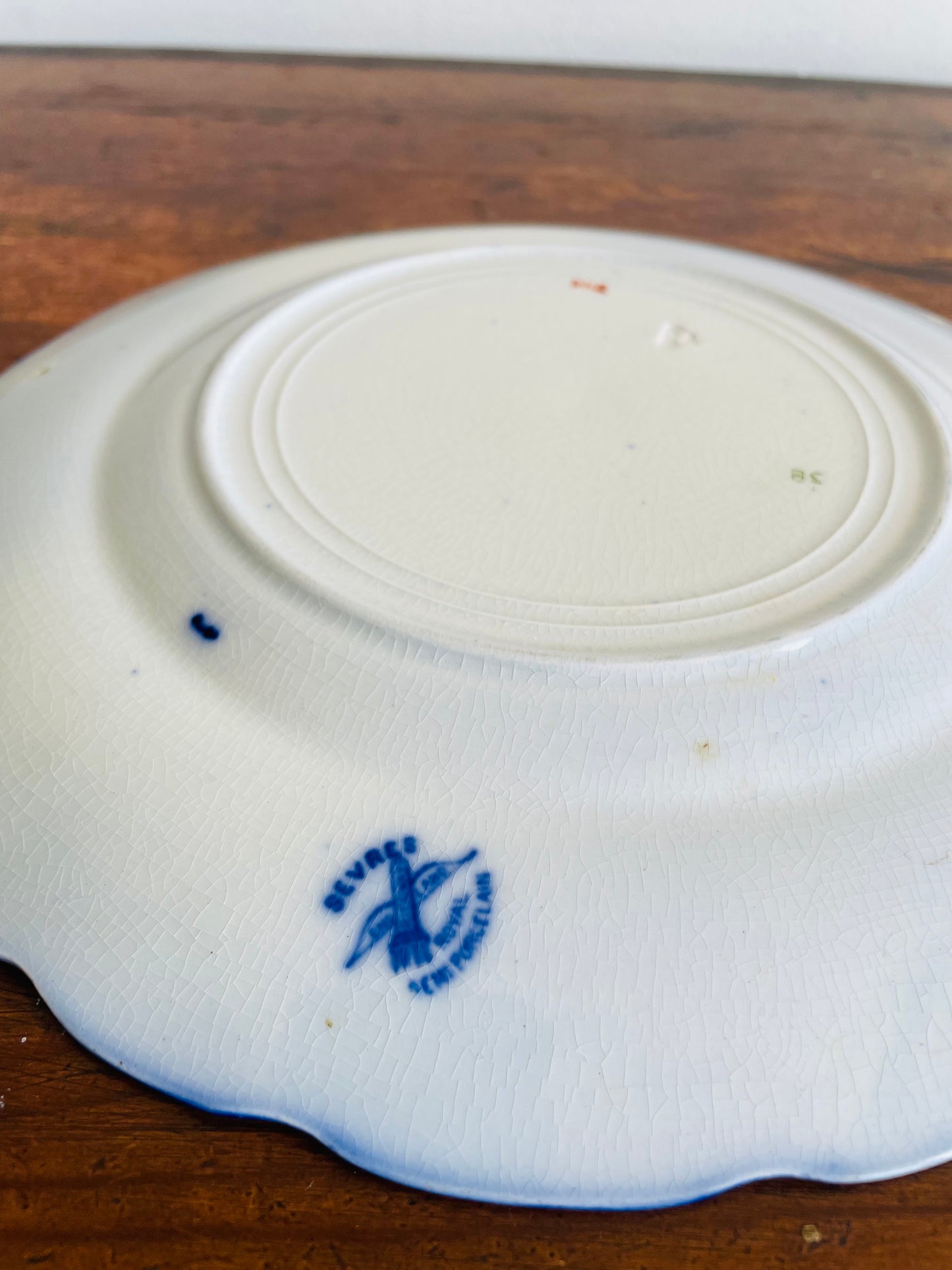 Sevres 9" Royal Semi Porcelain Plate - Blue with Gorgeous Floral Design
